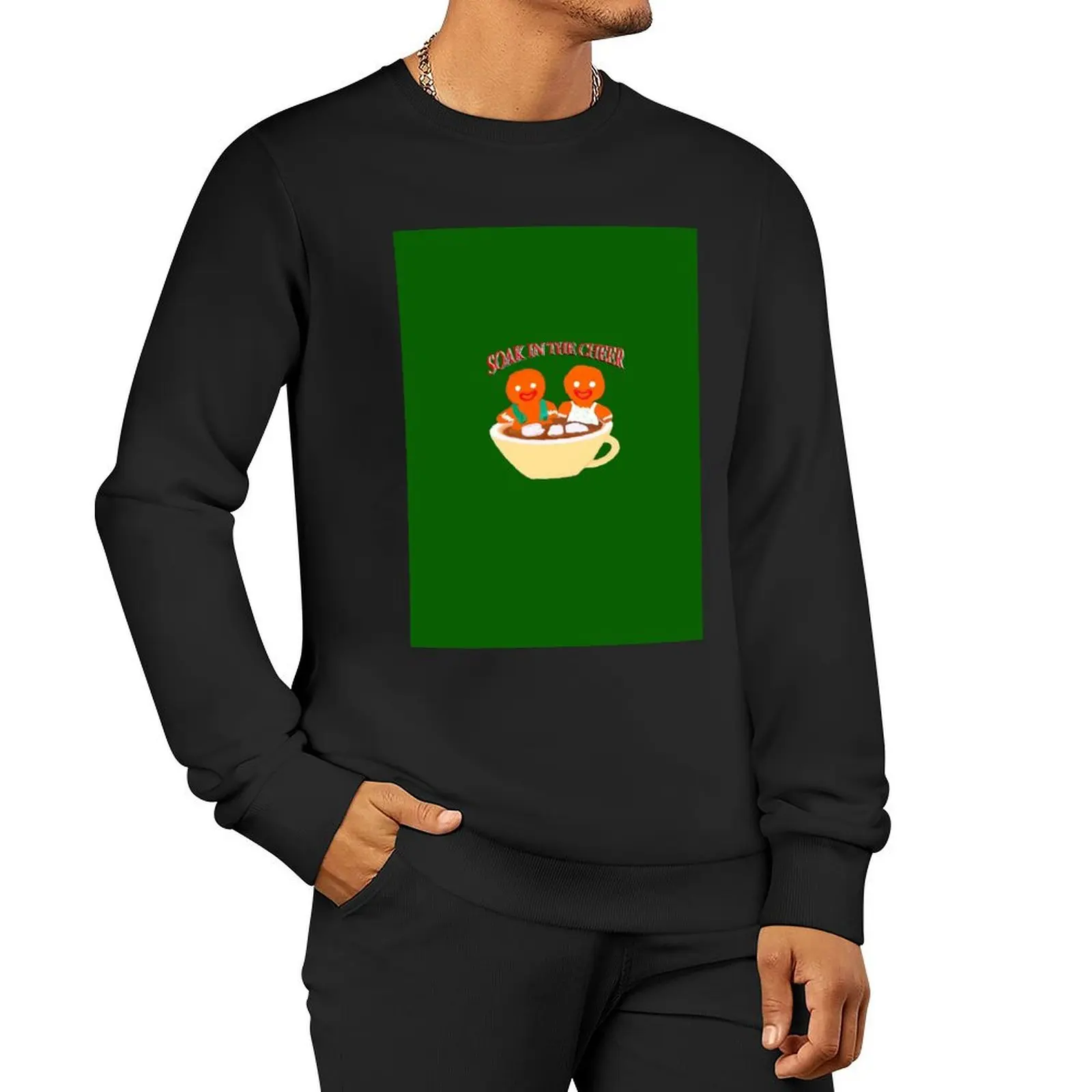 

Gingerbreadman Hot Tub Soak in the Holiday Cheer Pullover Hoodie japanese style mens clothes autumn new hoodies and sweatshirts
