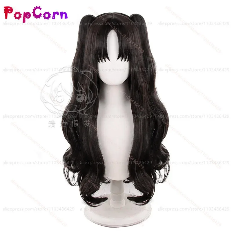 qq28LQTohsaka Rin con coletas dobles 70 cm negro marrón Cosplay Anime peluca sintética resistente al calor para costo de fiesta diaria