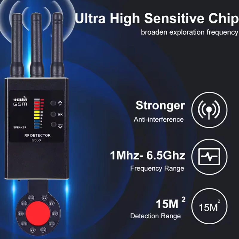 อาหารแอบมองที่เครื่องตรวจจับกล้อง GPS tracker การตรวจจับกล้องที่ซ่อนอยู่อุปกรณ์ดักฟัง Military Professional Edition