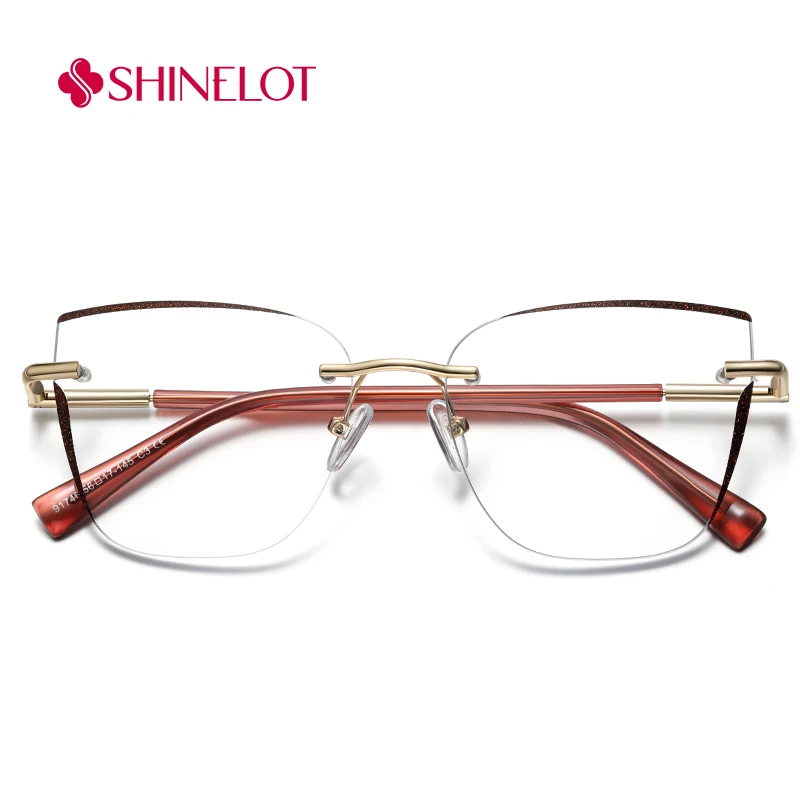 

91746 Cat Eye Frameless Eyeglasses Frame Women Outdoor Glasses Youth Style Spectacles Eyewear Delicate Birthday Party Gift