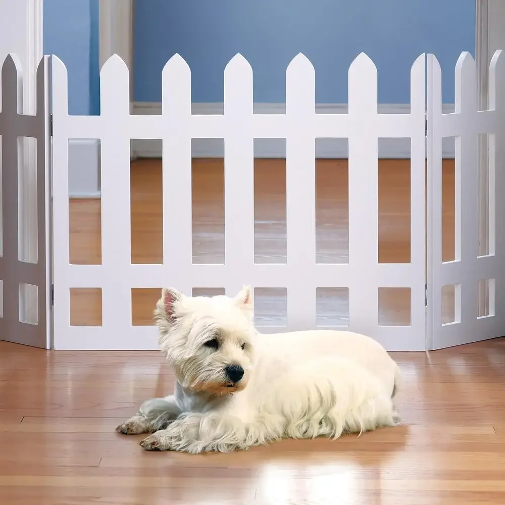 Folding White Picket Fence Pet Gate 19