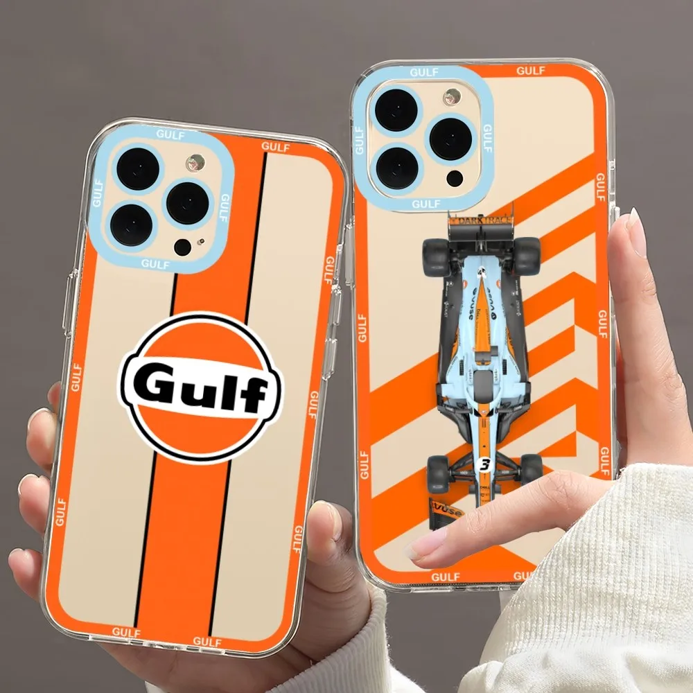 Gulf Racing Car Phone Case Phone Case For iPhone 11 12 Mini 13 14 15 Pro Max Transparent Shell