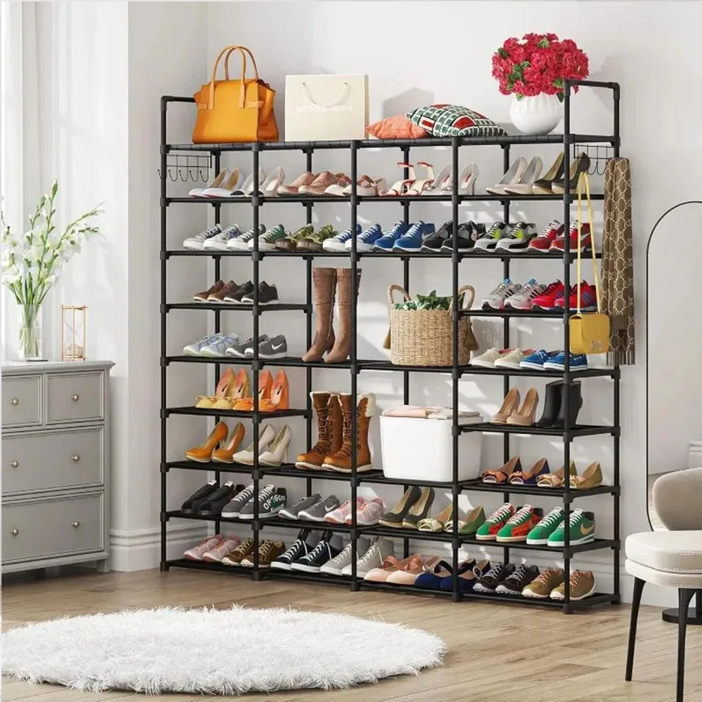 9 Tiers Large Shoe Rack Storage Organizer for Closet 50-55 Pairs Shoe Tower Unit Shelf Rack Black Shoes Organizer Free Shipping