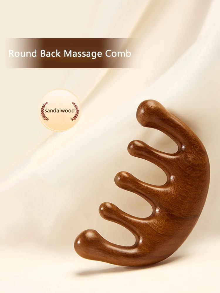 Meridian Massage Sandalwood Hair Comb Scalp Relax Acupoint Massager Portable Wooden Handle Comb Anti-static Styling Tool