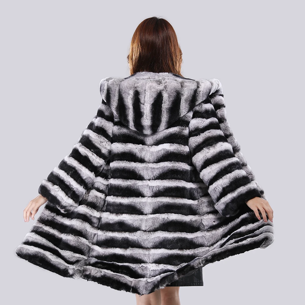 New Rabbit Fur Coat With Hood Women's Winter Coat 2025 Real Rex Rabbit Fur Coat Women Real Hot Selling Style Women's Clothing