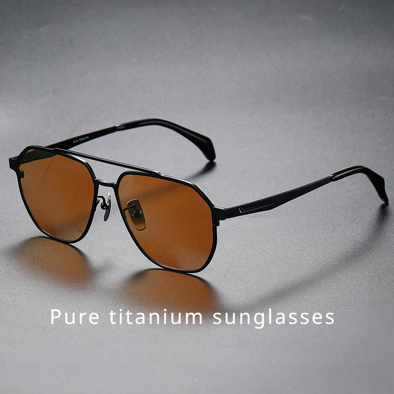 Pure Titanium Frame Sunglasses with Simple Fashionable Design Anti UV Fishing, Outdoor Driving UV400 Protection Men Sunglasses