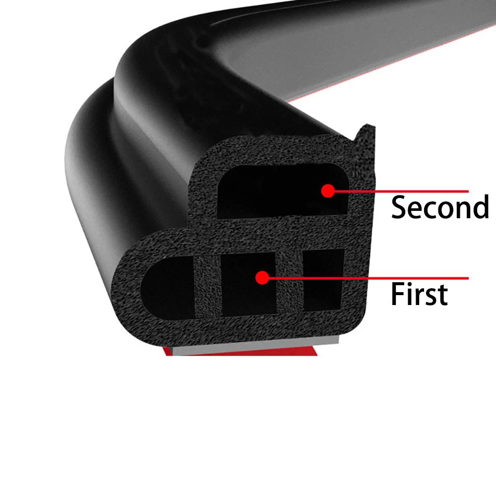 Auto Double Layer Sealing Sticker Car Door Rubber Seal Strips Door Trunk Sound Insulation Weatherstrip L-type Noise Seal Strip