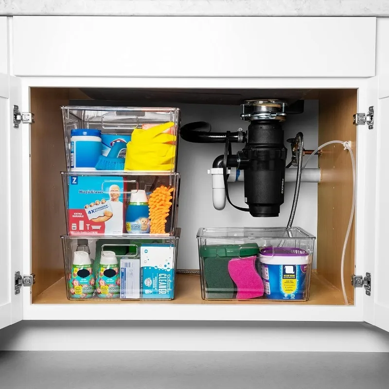 

Plastic Storage Bins with Lids XL – Perfect Kitchen Organization or Pantry Storage – Fridge Organizer, Pantry Organization