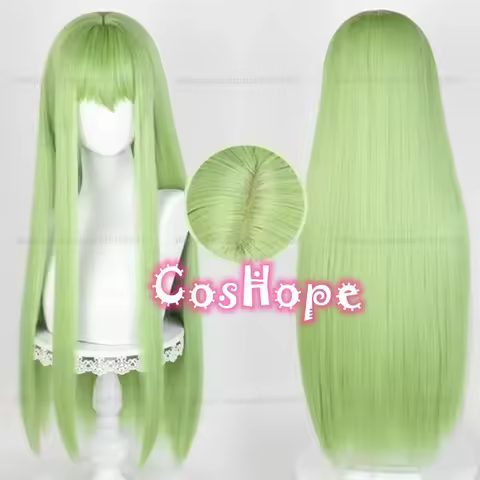 Enkidu Cosplay Wig C.C Wig Women 80cm Long Green Wig Cosplay Anime Cosplay Wigs Heat Resistant Synthetic Wigs
