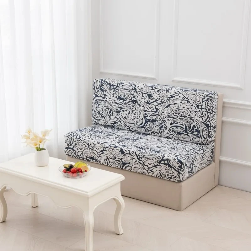 2 Pcs/set  Printed Elastic Sofa Seat Cushion Covers  Armless Couch Slipcovers Booth RV Camper Car Bench Backrest Cover