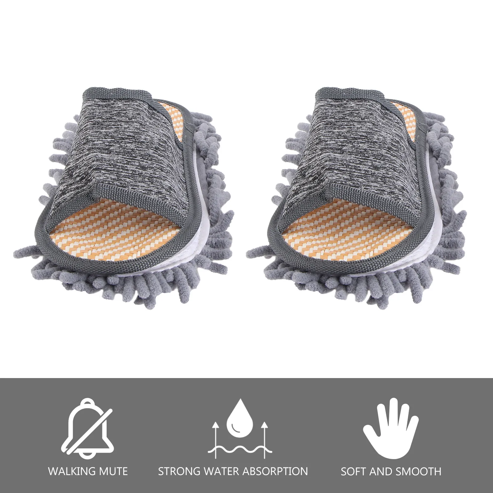 1Pair Indoor Cleaning Slippers Chenille Sole Detachable Floor Wipe Slippers Soft Lightweight Design