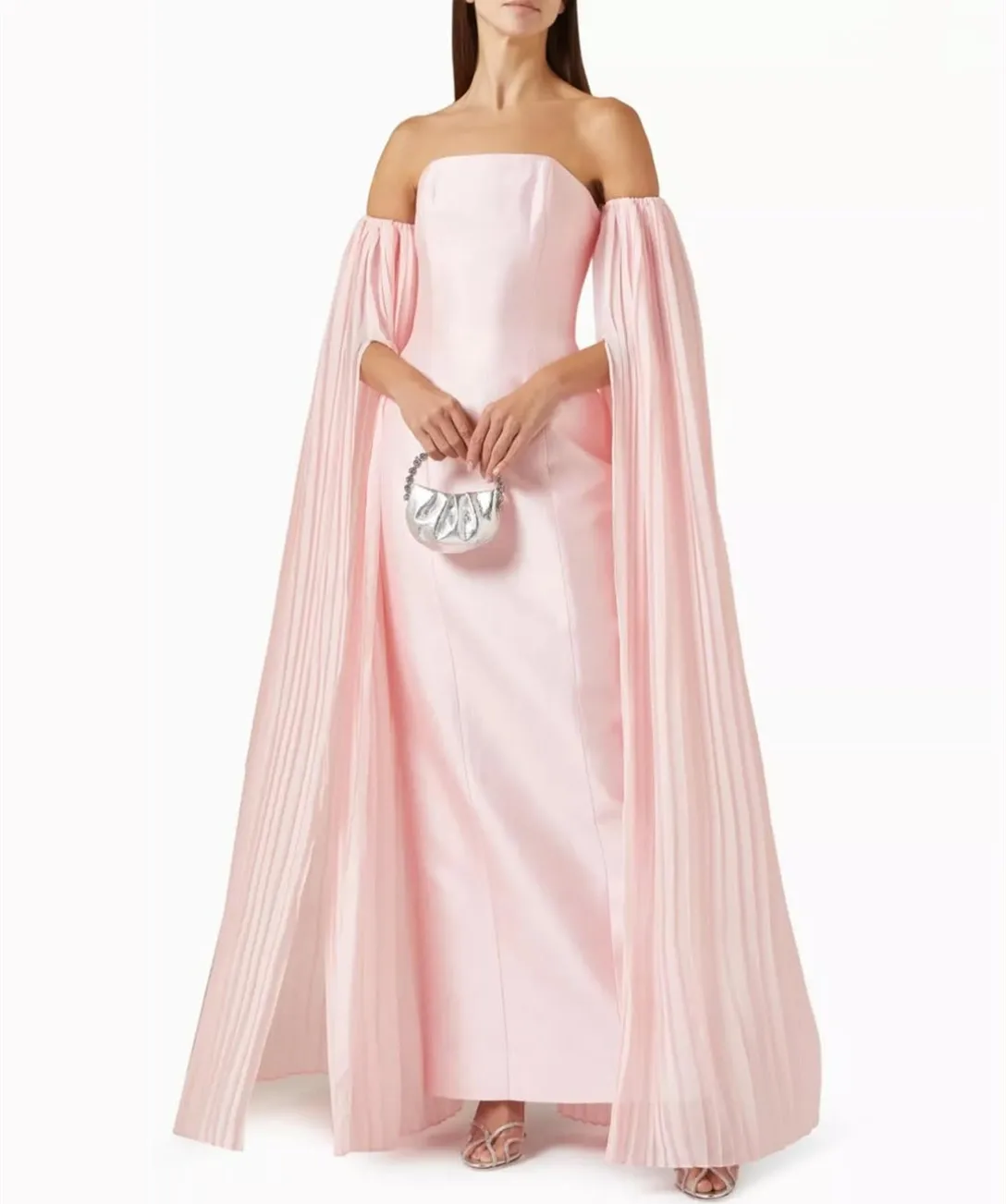 

Customized Long Strapless Satin Evening Dresses Slit Mermaid Chiffon Ankle Length فساتين الحفلة Prom Dress for Women