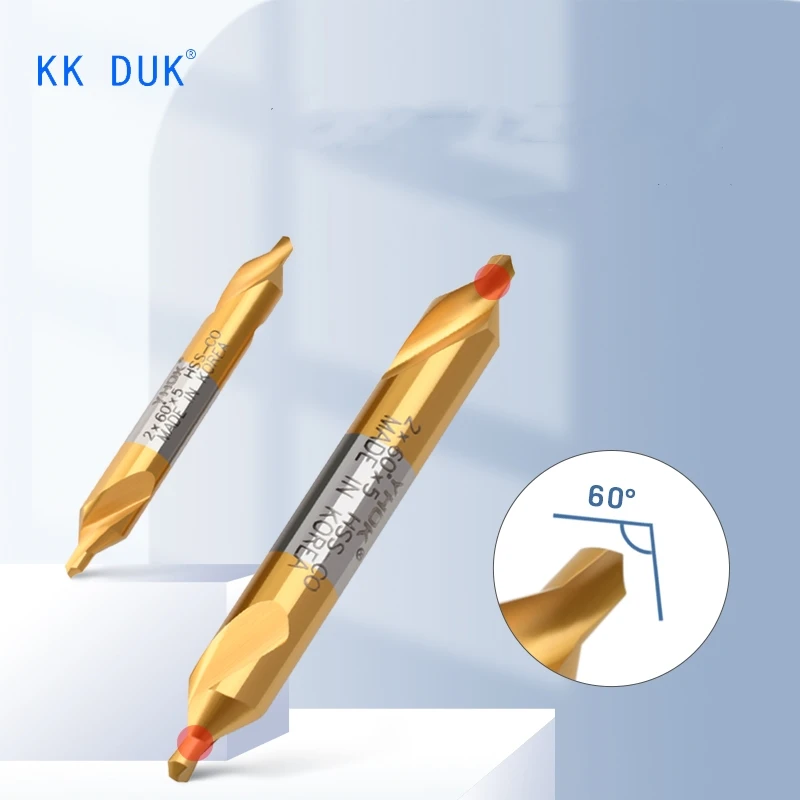 1PCS Korea YHOK Cobalt HSS-CO  60° Center Drill TIN-Coating 0.5mm-6.0mm Drill Bit