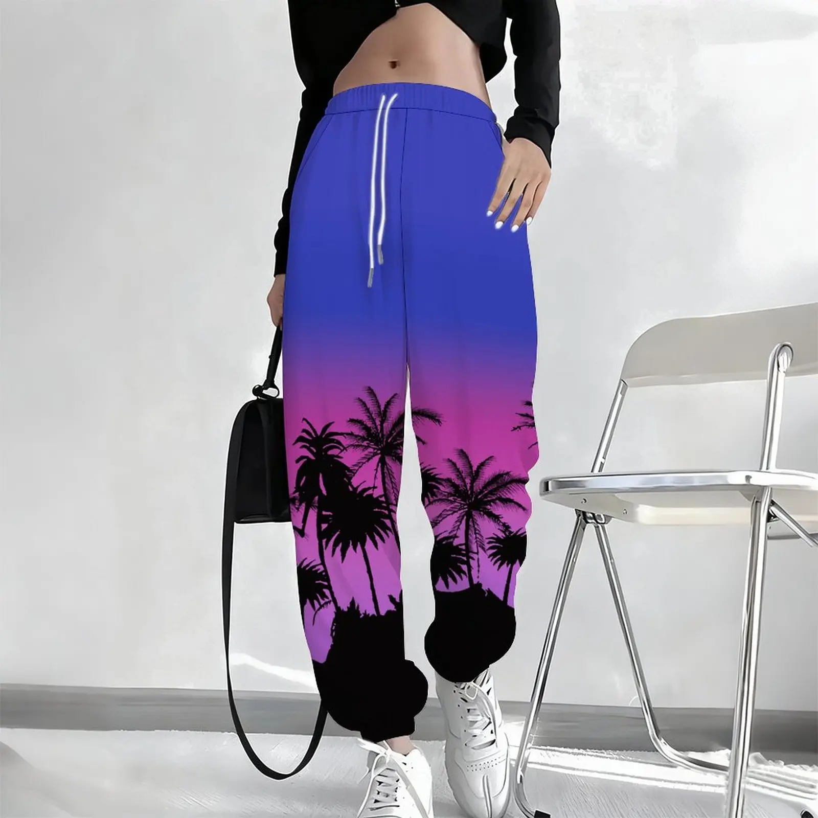 Women's Daily Casual Yoga Pants Autumn Printed Sportswear Pants Fashion Drawstring Jogging Pants Winter Pocket Trousers