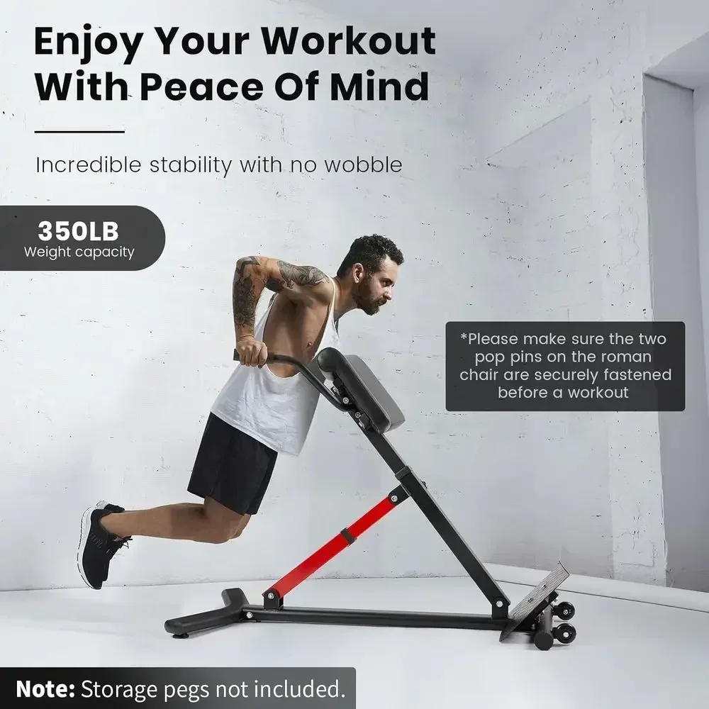 Sturdy Adjustable Hyperextension Bench for Home or Commercial Gym Use with Multi-Position Settings