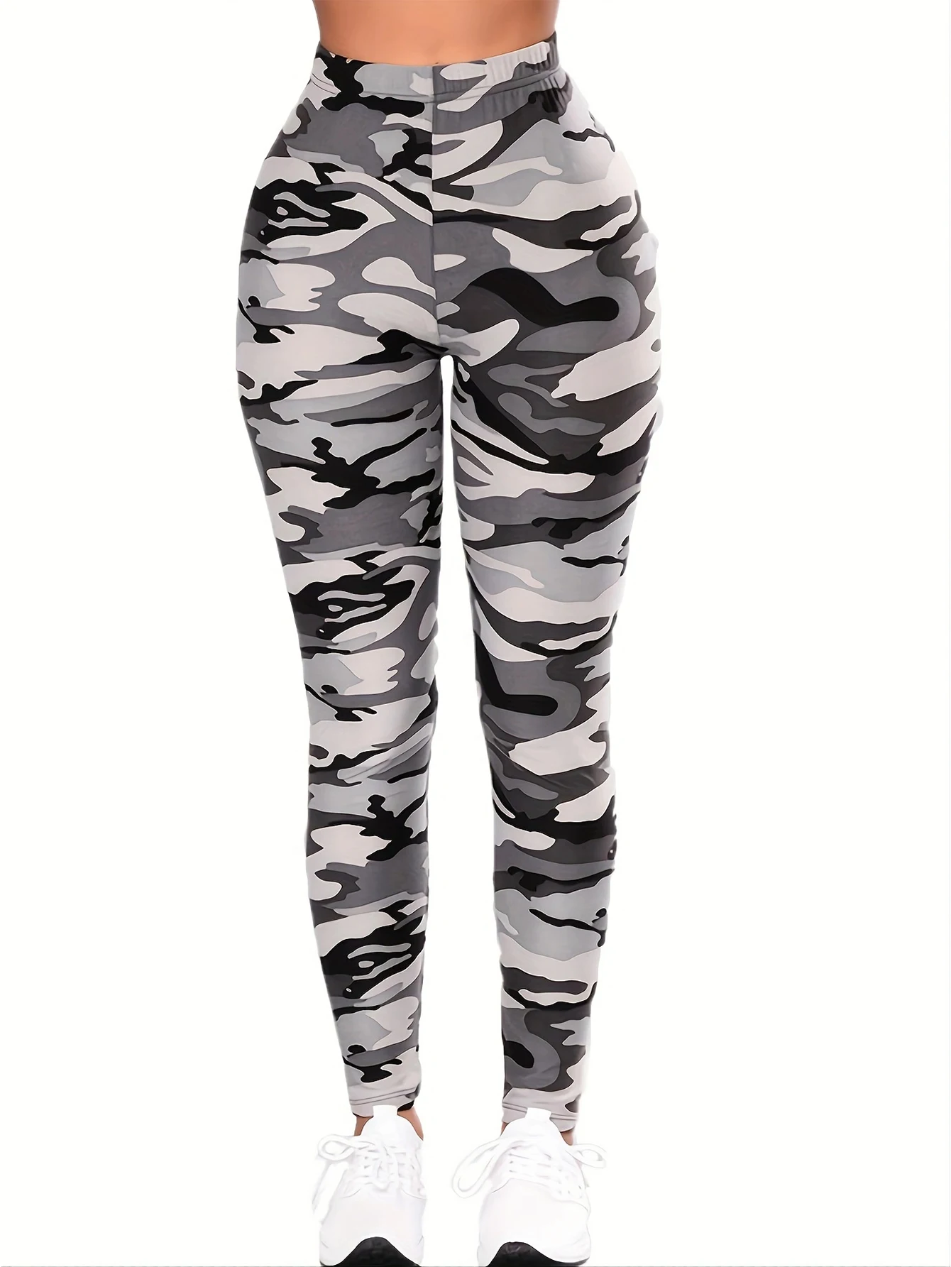 Spring and fall ladies fashion milk silk camouflage printed pants with tight leggings high stretch slim nine-point pants