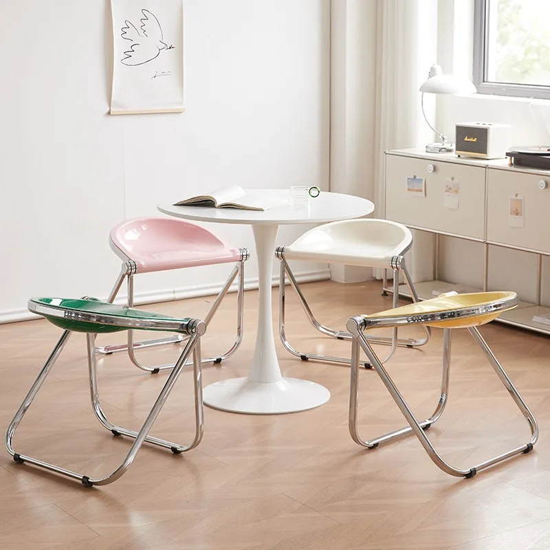 Medieval leisure folding chair, transparent stool, leisure photo chair, acrylic makeup stool, coffee shop table and chair