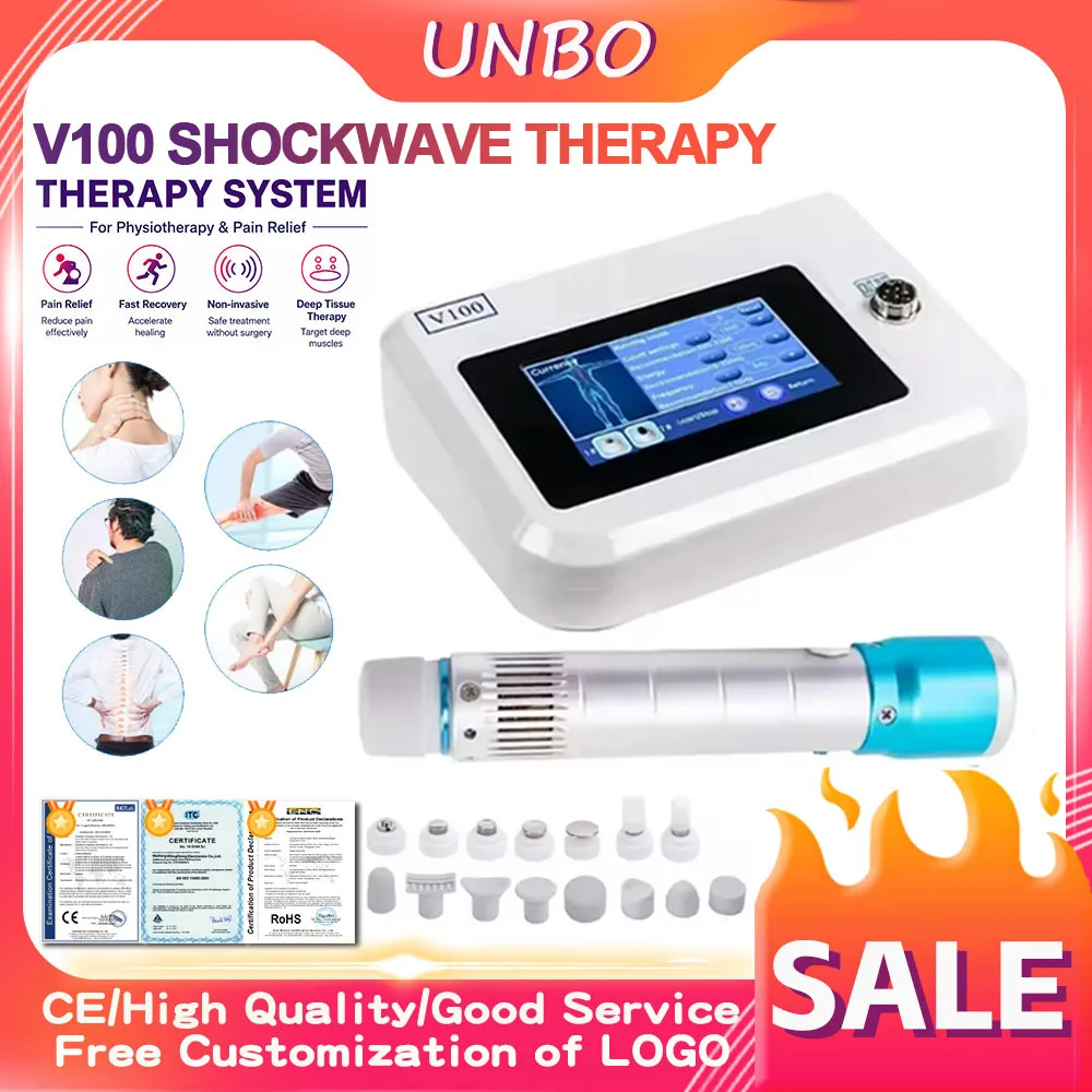 V100 Shockwave Therapy Machine Professional ESWT ED Treatment Pain Relief Extracorporeal Shock Wave Plantar Fasciitis Massager