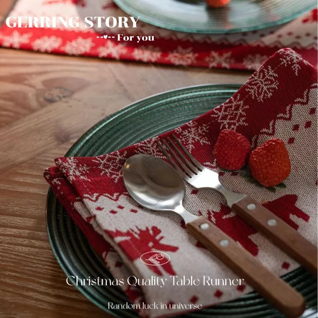 Gerring Jacquard Red Table Runner Wedding Christmas Decorations For Home Table TV Cabinet Tablecloth Modern Dining Table Flag