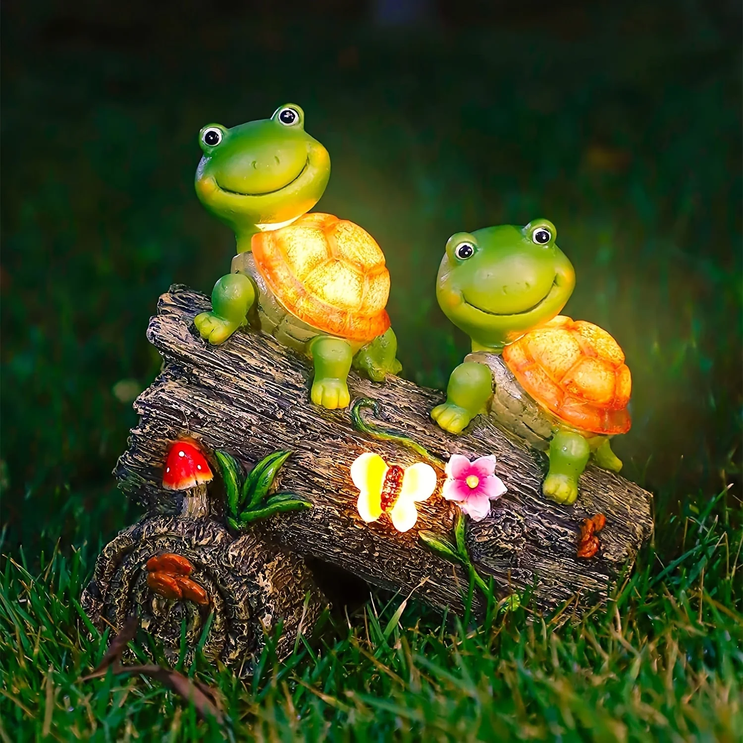 

Garden Statue Solar Outdoor Decor Light, Turtle Garden Figurines Outdoor Decor, Resin solar turtle station tree stump statue lig