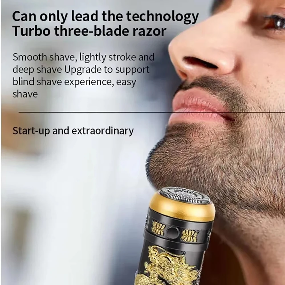 Dragon Head Shaver USB Charging For Men Mini Razor Portable Shaver Dragon Pattern Car Razor Easy to Carry Durable