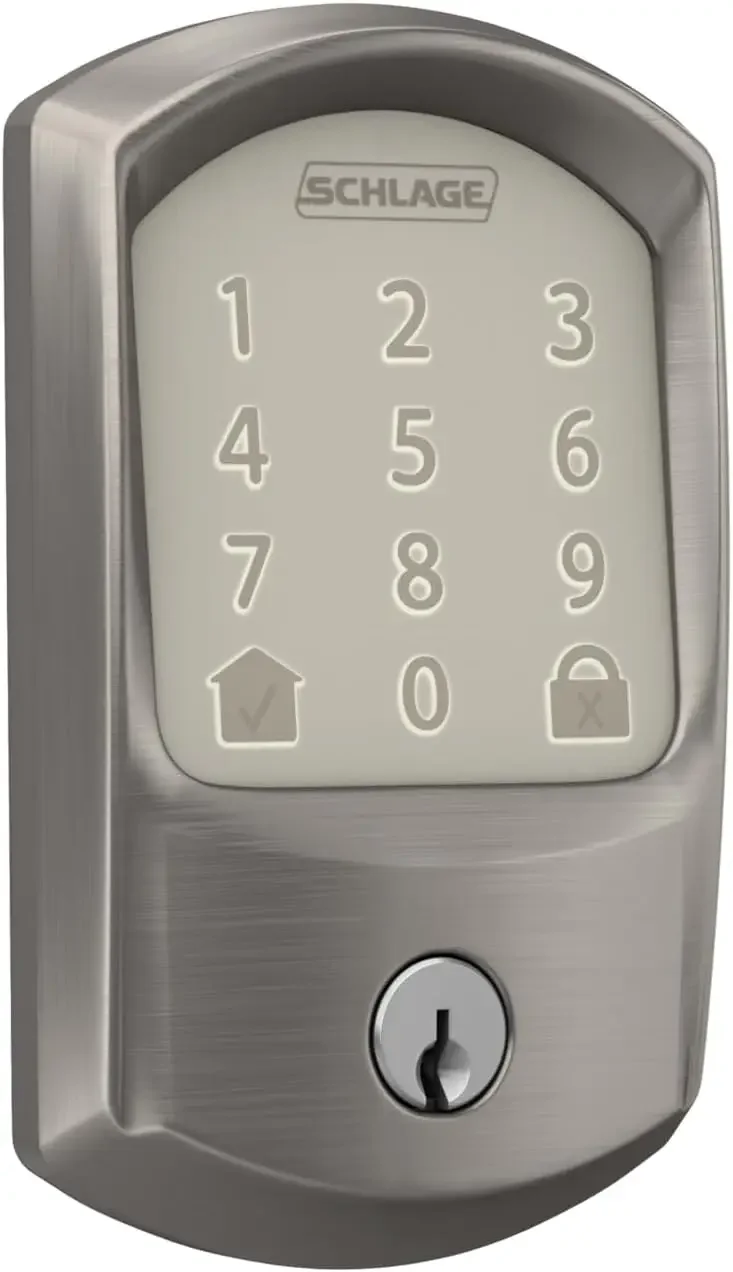 BE489WB GRW 619 Encode WiFi Deadbolt Smart Lock, Keyless Entry Touchscreen Door Lock with Greenwich Trim, Satin Nickel