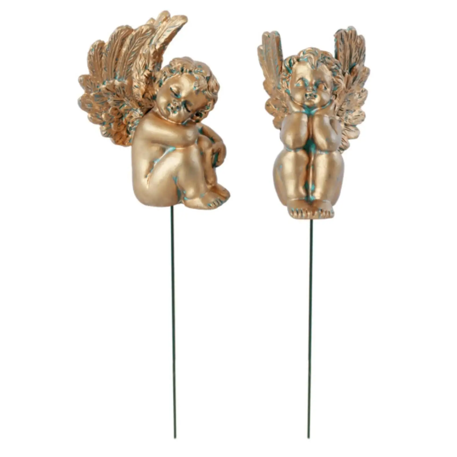 Antique Finish Angel Figure Resin Stake Sculptural Garden Miniatures Fairy Garden Accessories for Courtyard