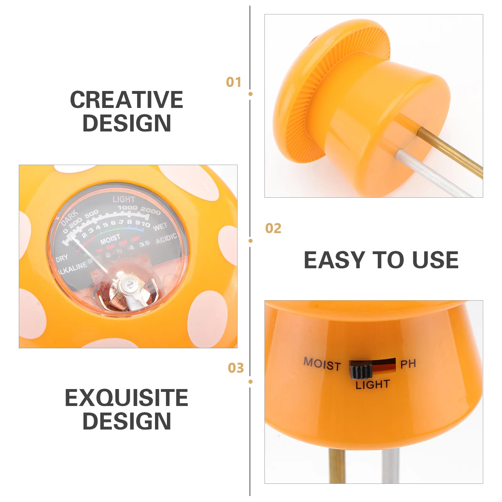 البستنة ثلاثة في واحد اختبار التربة أداة قياس درجة الحموضة الدقيقة للفواكه والزهور والخضروات عملية سهلة عالية الدقة