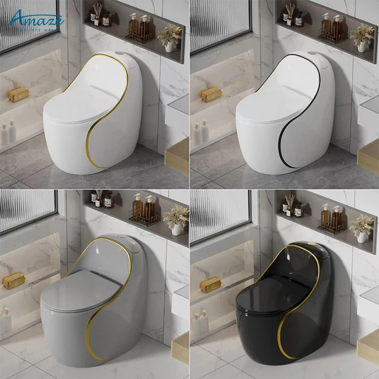 Factory Luxury Round Egg Shape One Piece Toilet Commode Siphon Color Water Closet Floor Mounted WC for Bathroom - view 2