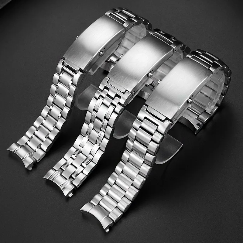 18mm 20mm 22mm For Omega Seamaster 300 Speedmaster Planet Ocean 600 Solid Stainless Steel Watch Band Men's Curved Strap Bracelet