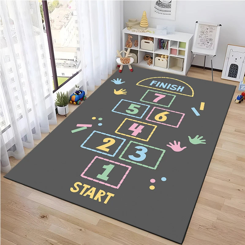 Cartoon Hopscotch Indoor Parent-child Game Decoration Carpet Bedroom Bedside Children\'s Number Game Room Decoration Floor Mat