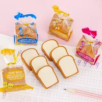 4Pcs/Lot Cute Toast Bread Eraser School Stationery Creative Kids Writing Drawing Rubber Pencil Eraser Funny School Supplies Gift 3
