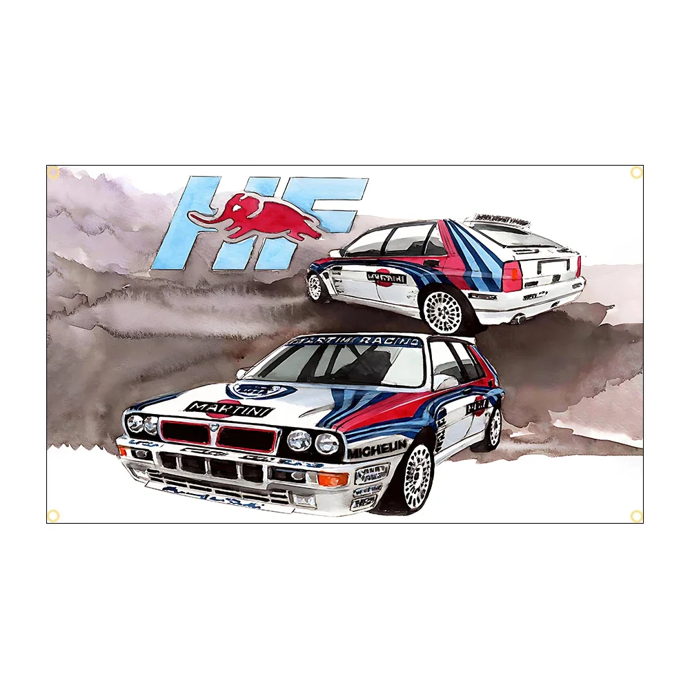 LanciaS Delta HF Integrale Flag Banner Polyester Poster 60x90cm 90x150cm WRC Racing Car Theme Outdoor Garage Decor