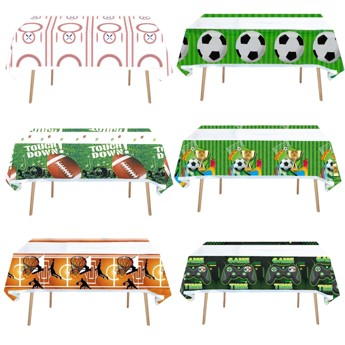 Basketball Football Game Happy Birthday Party Decoration Disposable Tablecloth Baby Shower Table Cover Boys Gifts Party Supplies