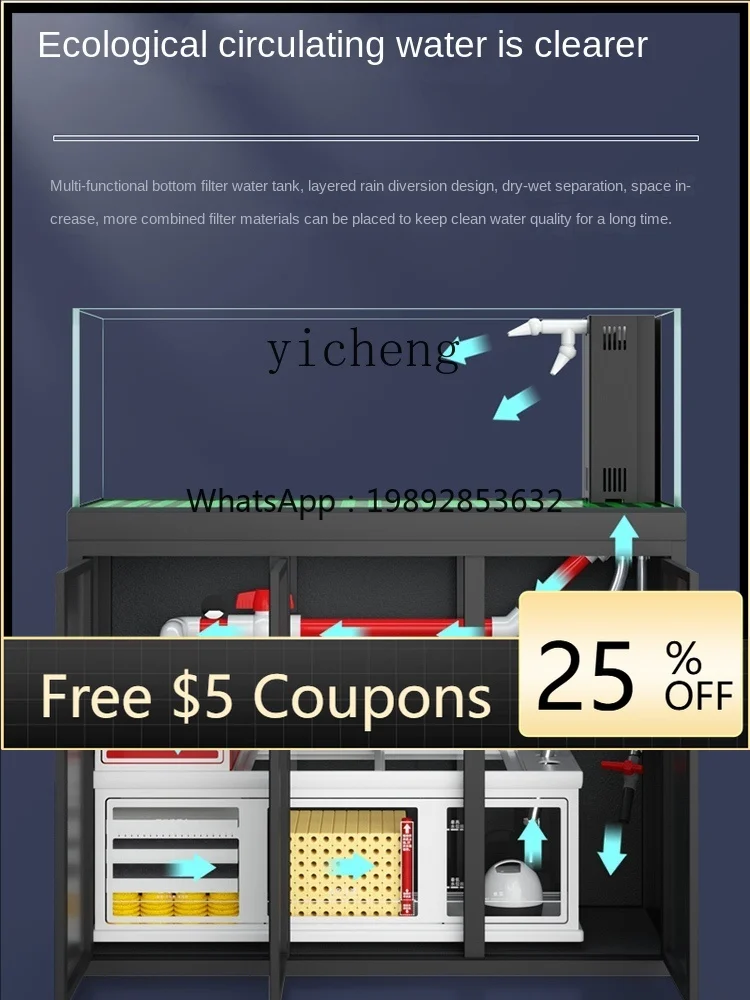 

A1 Fish Tank Living Room Home Aquarium Super White Floor Landscape Stream Tank Ecology