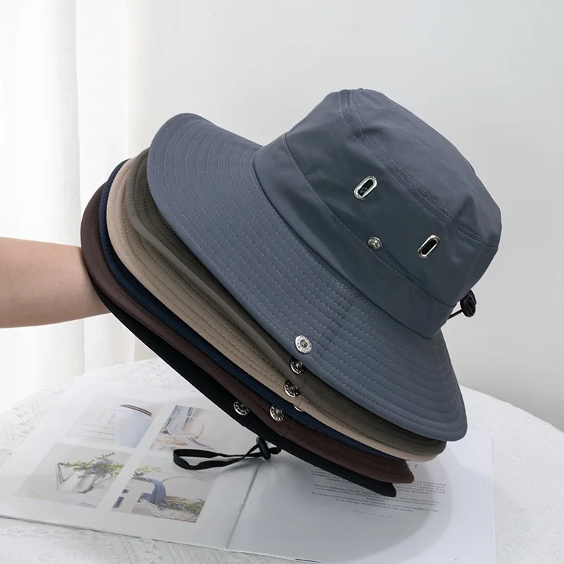 Japanischer Schnelltrocknender Vielseitiger Fischerhut mit Breiter Krempe, Sonnenschutz, Atmungsaktiv, für Outdoor-Wanderungen, Angeln, Western-Cowboyhut