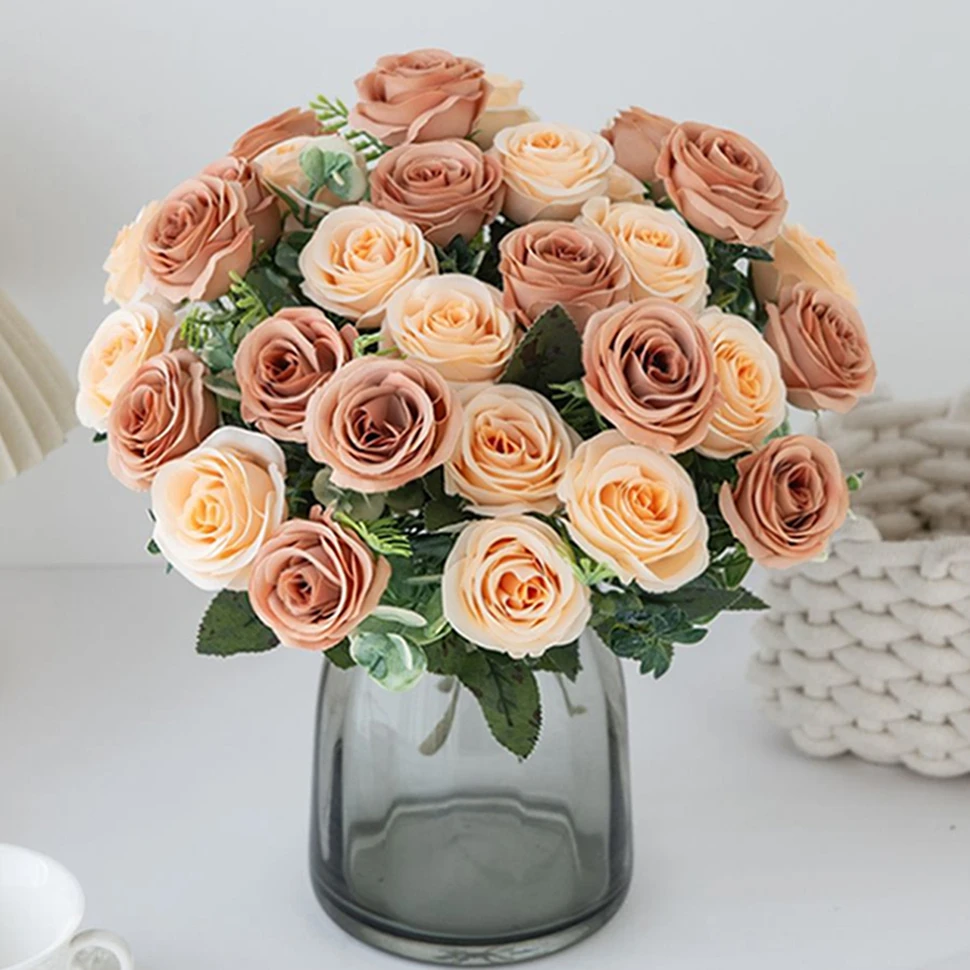 

Artificial Flowers Nordic Roses Silk Brides Handheld Bouquet Outdoor Wedding Garden Decoration Festival Home Decoration DIY Gift