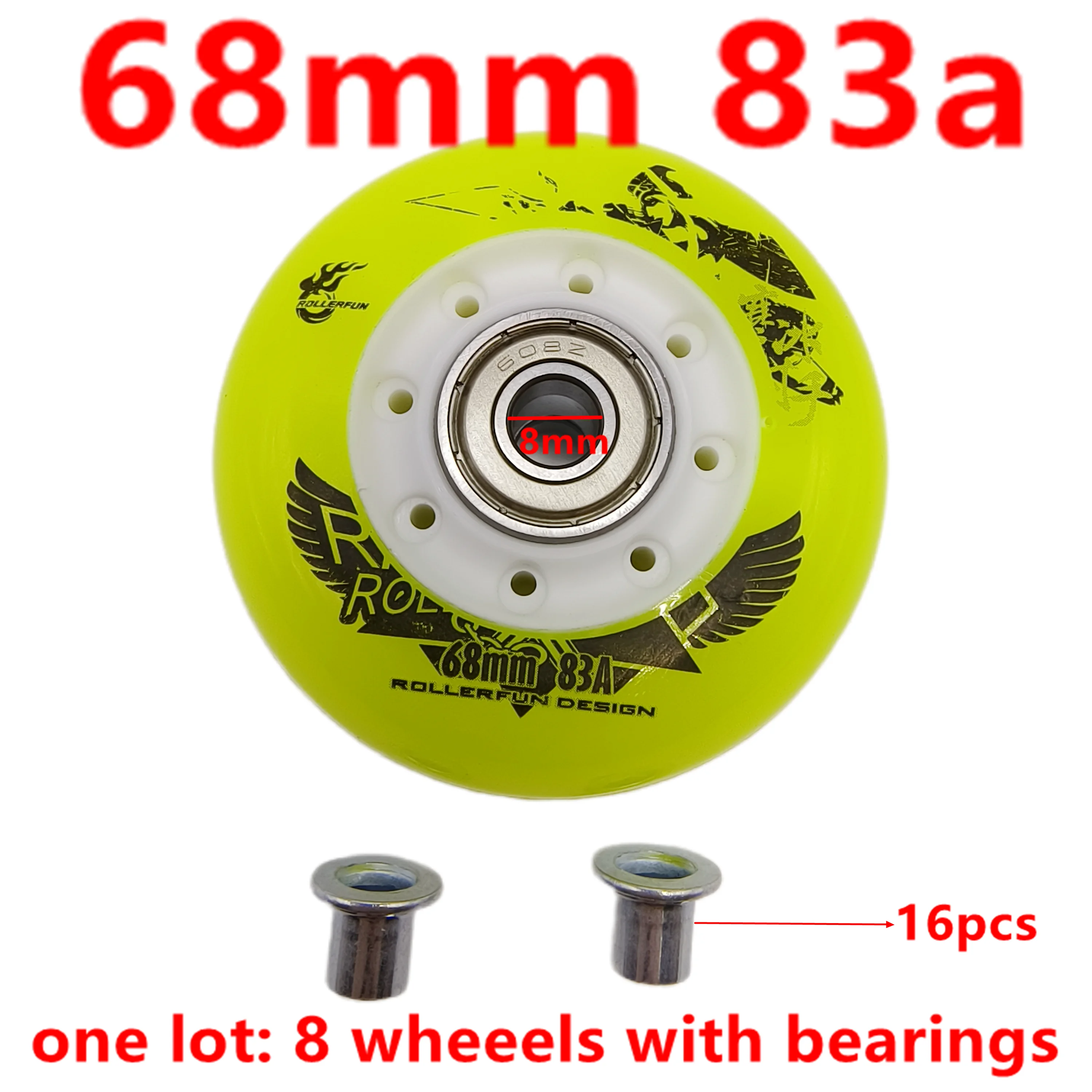 Roda de skate em linha para crianças, 64mm 68mm 72mm 83a 8 rodas/lote