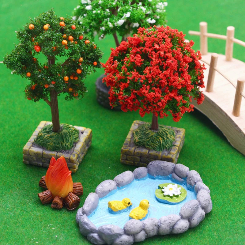 1:12 Casa delle bambole in miniatura Paesaggio Albero Arancione Decorazioni da giardino Giocattolo Accessori per casa delle bambole