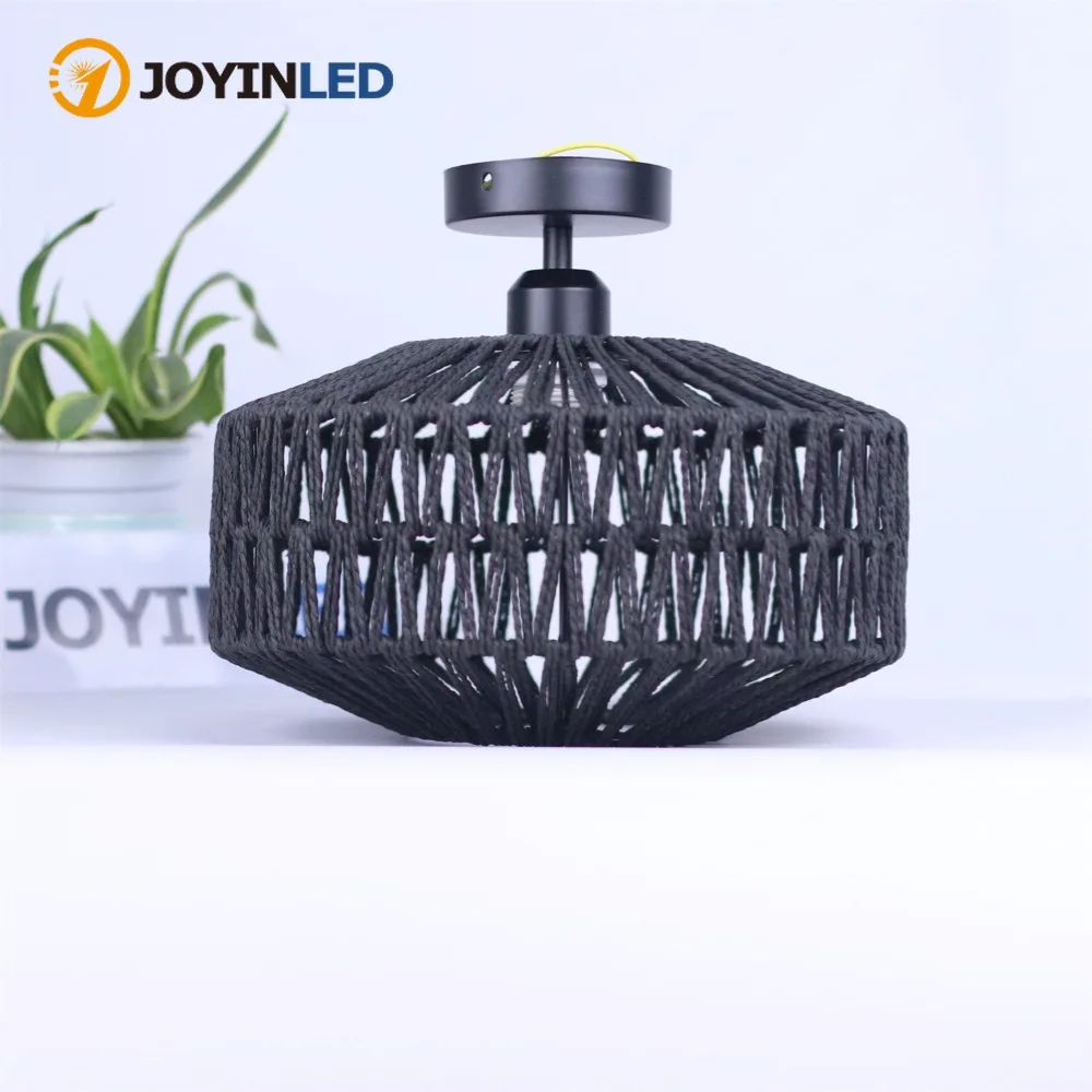 

JOYINLED E27 Vintage Natural Hand-woven Hemp Rope Ceiling Light Nordic Indoor Lights for Bedroom Living Room Teahouse Corridor