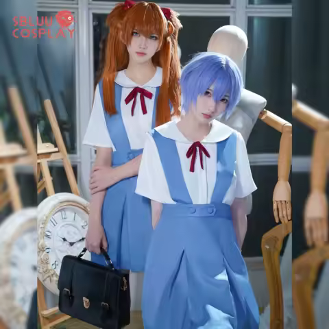 SBluuCosplay Rei Ayanami Cosplay Anime Women Cute Asuka Langley Soryu Costume Women School Uniform Dress Wig