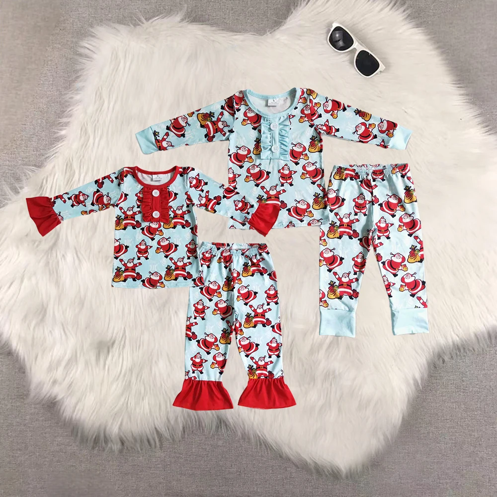 

GLP0082 Summer Boutique kids clothes girl Christmas long sleeve pajama pants sets Wholesale baby boy clothes
