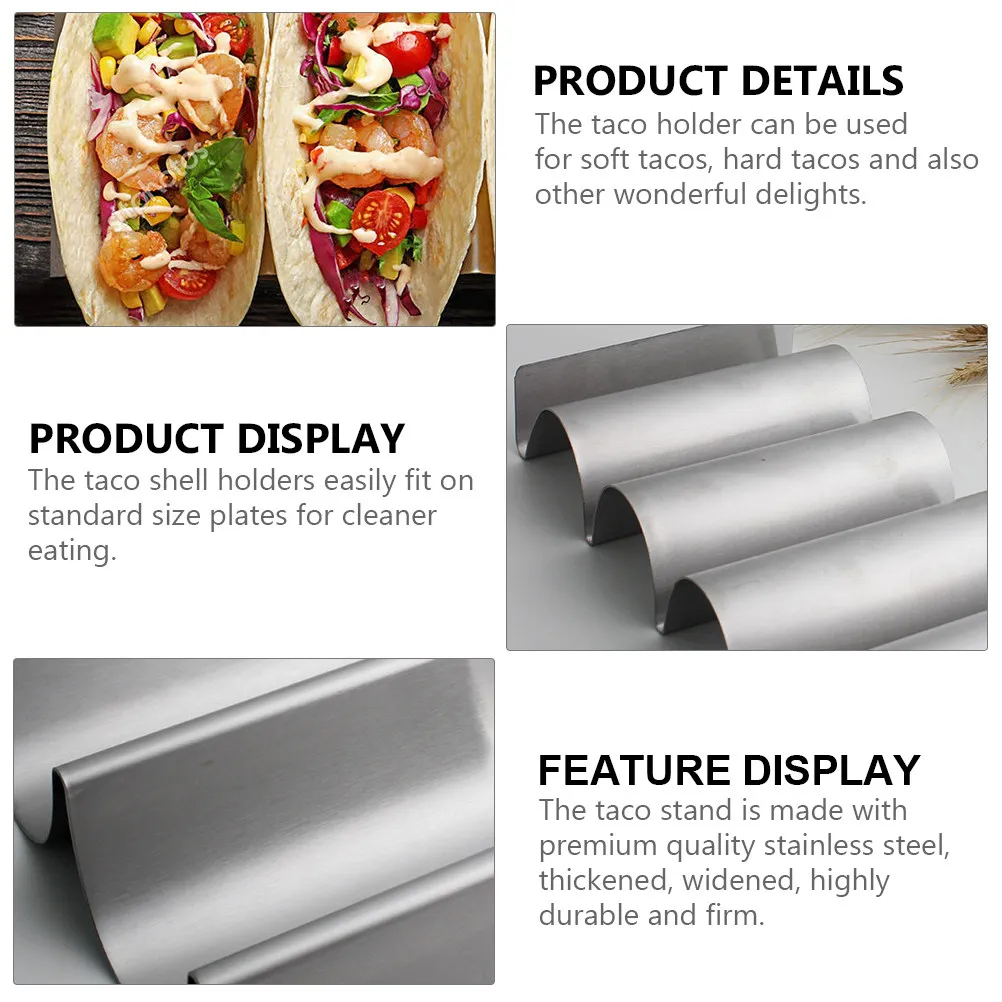 Stainless Steel Taco Holder Heavy Duty Taco Rack Stand for Hard Shell Tacos Toppings Home Kitchen