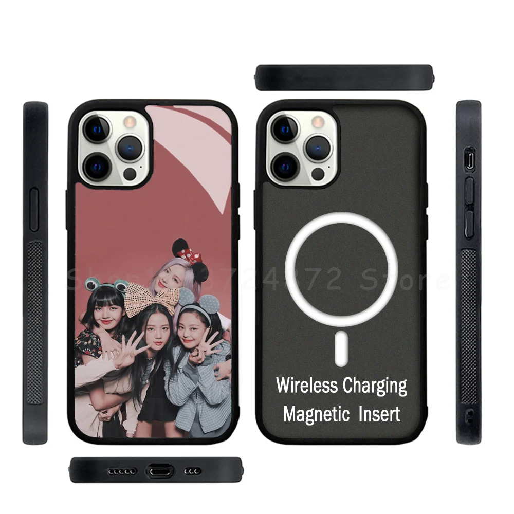 

B-BLACKPINK Phone Case Strong Magnetic For IPhone 15 14 13 Pro Max Alex Mirror For Magsafe Wireless Charging Cover