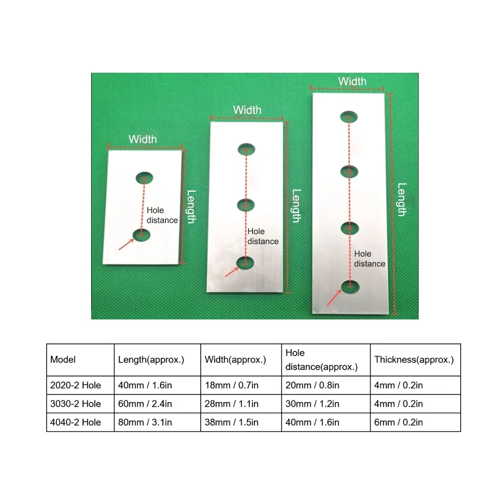 10Pcs Aluminum Joining Plate 3030 2 Hole Aluminum Flat Connecting Plate Flat Reinforcement Plate