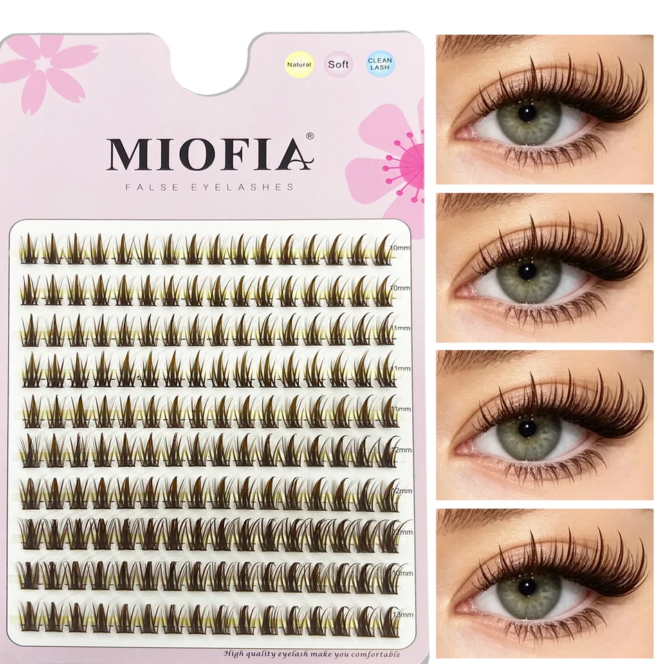 MIOFIA Racimos de Pestañas Marrones 3D Rusas, Individuales, 1 Caja/160 Racimos, Pelo de Visón Natural, Venta al por Mayor 5