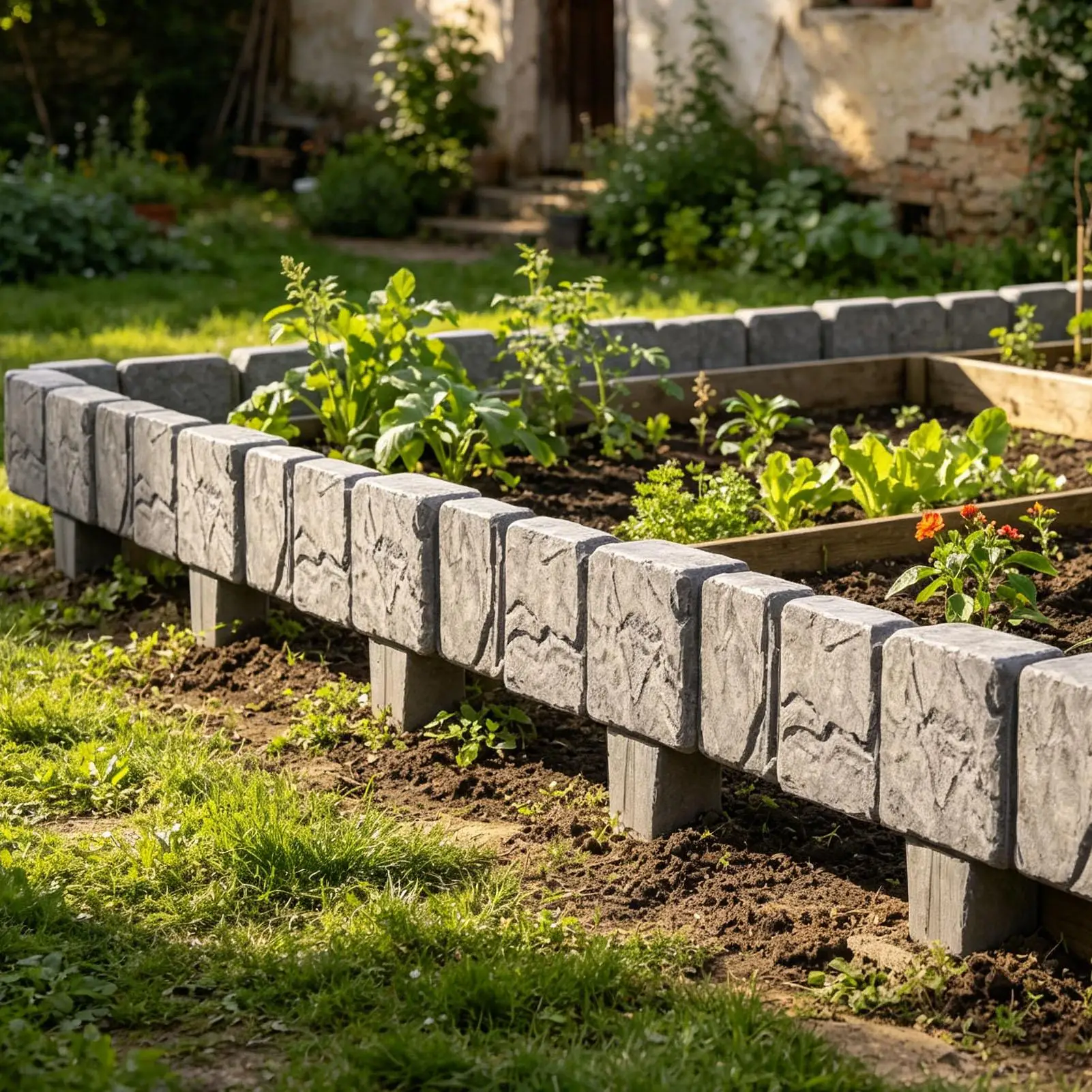 1PC Plastic Garden Edging Border Imitation Stone Fence Panels Patio Outdoor Barrier DIY Lawn Yard Landscape Plant Fence  Decor