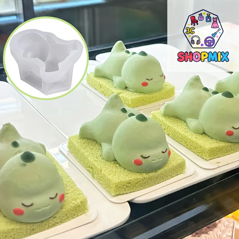 Lying Dragon Kitty-Molde de silicona para pudín de leche, molde para natillas, bonito molde para pastel de gelatina de dibujos animados, decoración de pasteles, herramienta de panadería para hornear