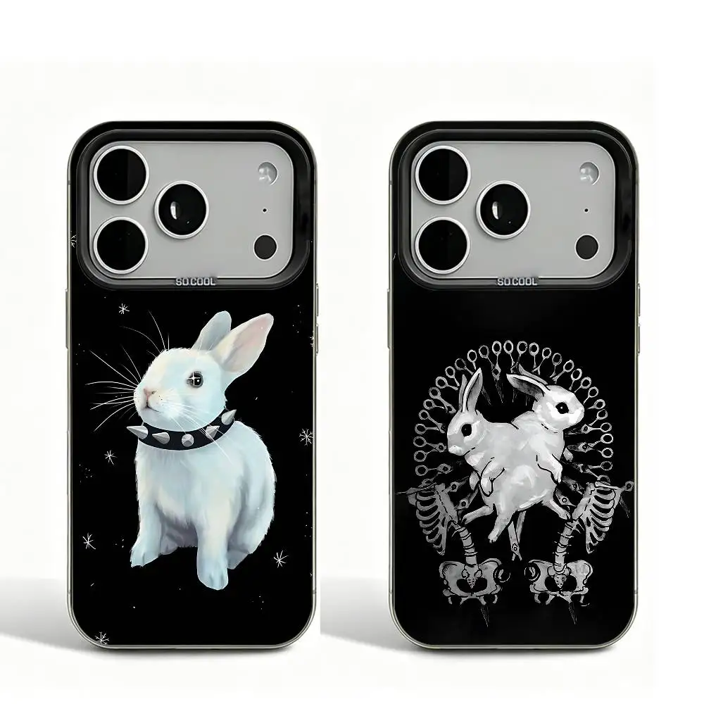 

Creepy Goth Bunny Black Matte Phone Case For iPhone 12 11 14 13 17 16 15 Pro Max Large Lens Frame Cover