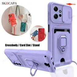 POCO X5 Case Crossbody Ketting Lanyard Slide Lens Case voor Xiaomi 11T Pro 11 Lite POXO X5 M4 X4 Pro 5G M5 S Standhouder Cover